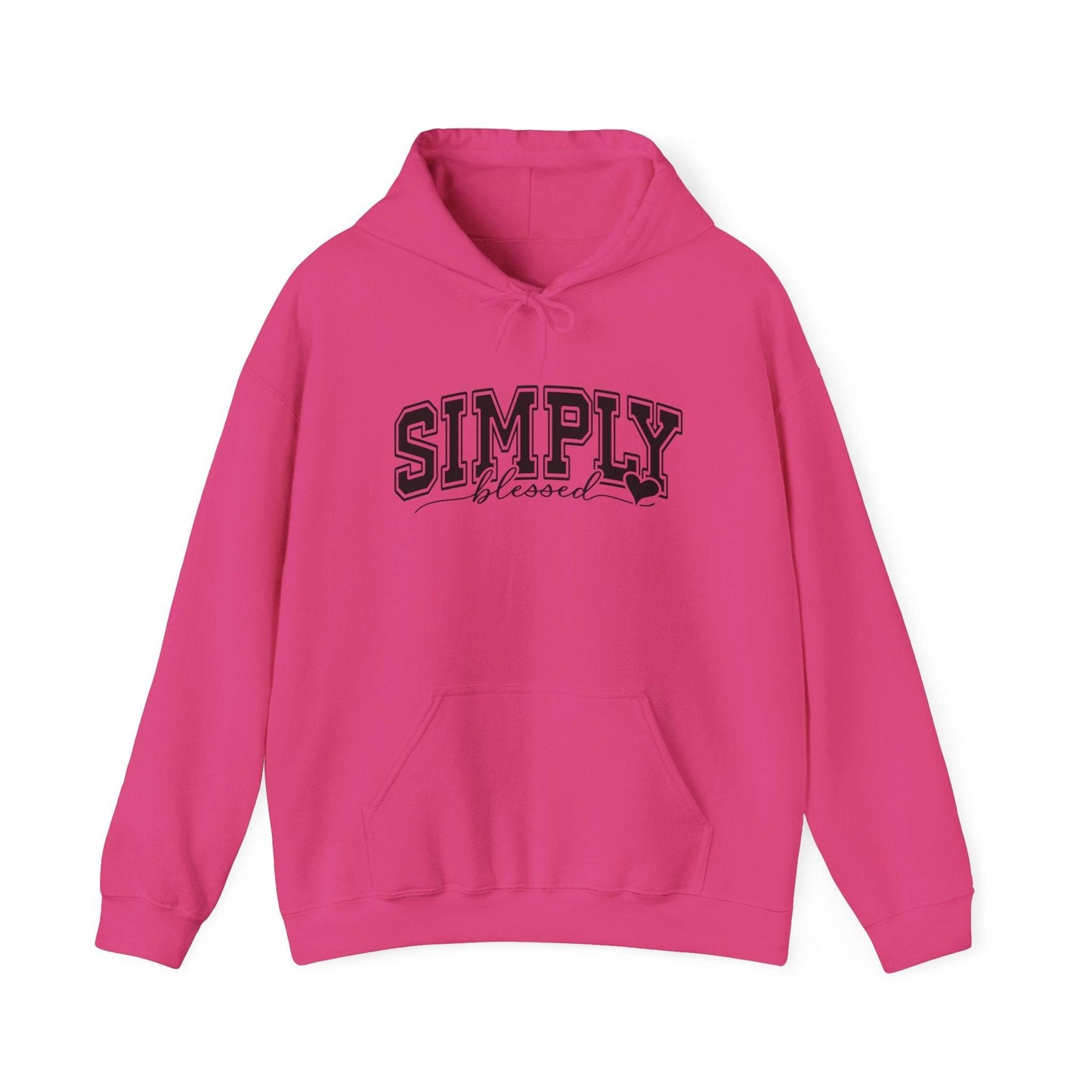 Pink Simply Blessed Hoodie with front pocket and hood.