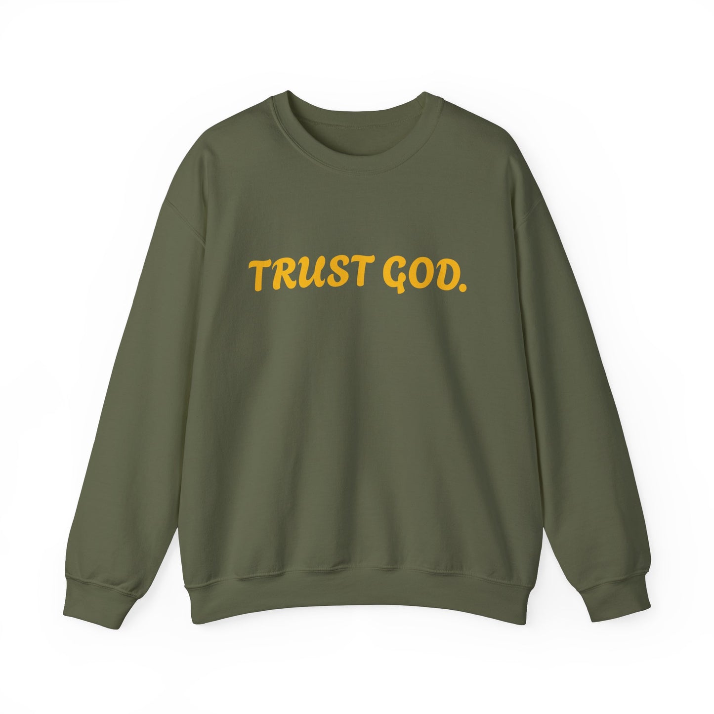 Trust God Crewneck Sweatshirt Military Green