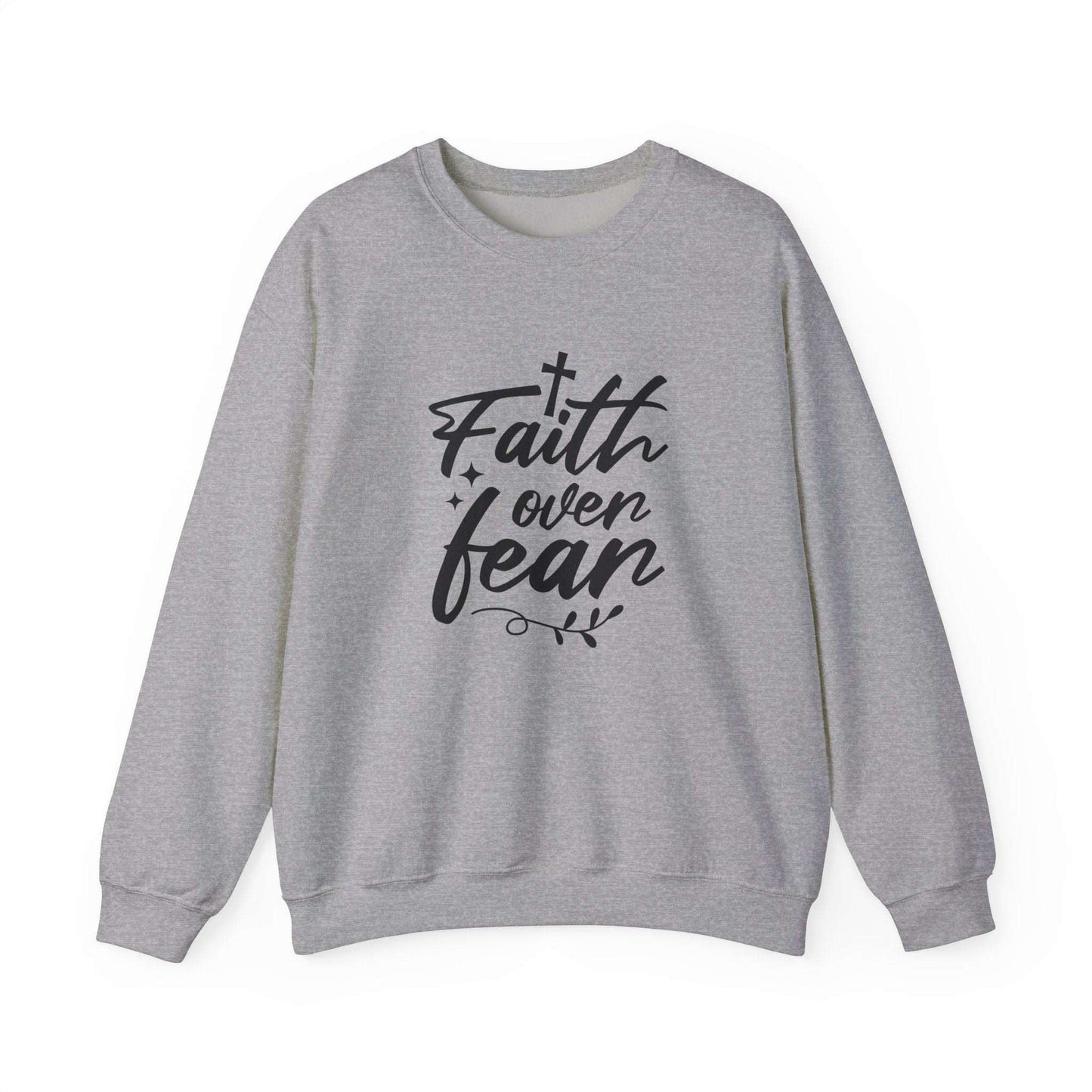 Faith Over Fear Crewneck Sweatshirt Sport Grey