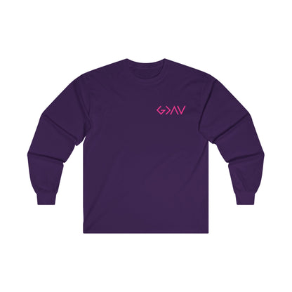 God Is Greater Long Sleeve Tee Purple