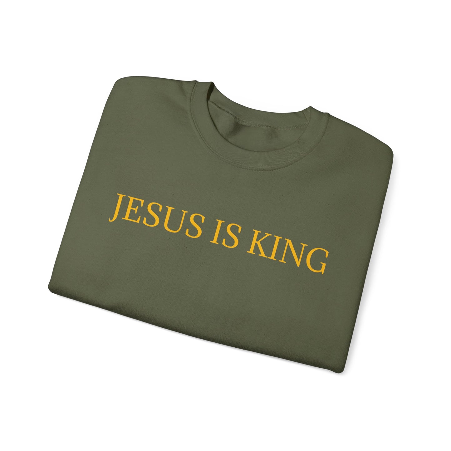 Jesus Is King Crewneck Sweatshirt Military Green