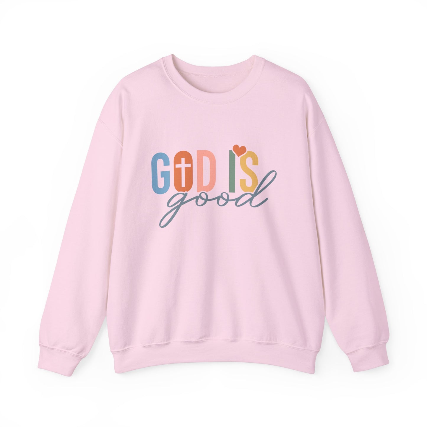 God Is Good Crewneck Sweatshirt Light Pink