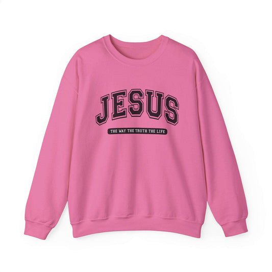 John 14:6 Crewneck Sweatshirt Safety Pink