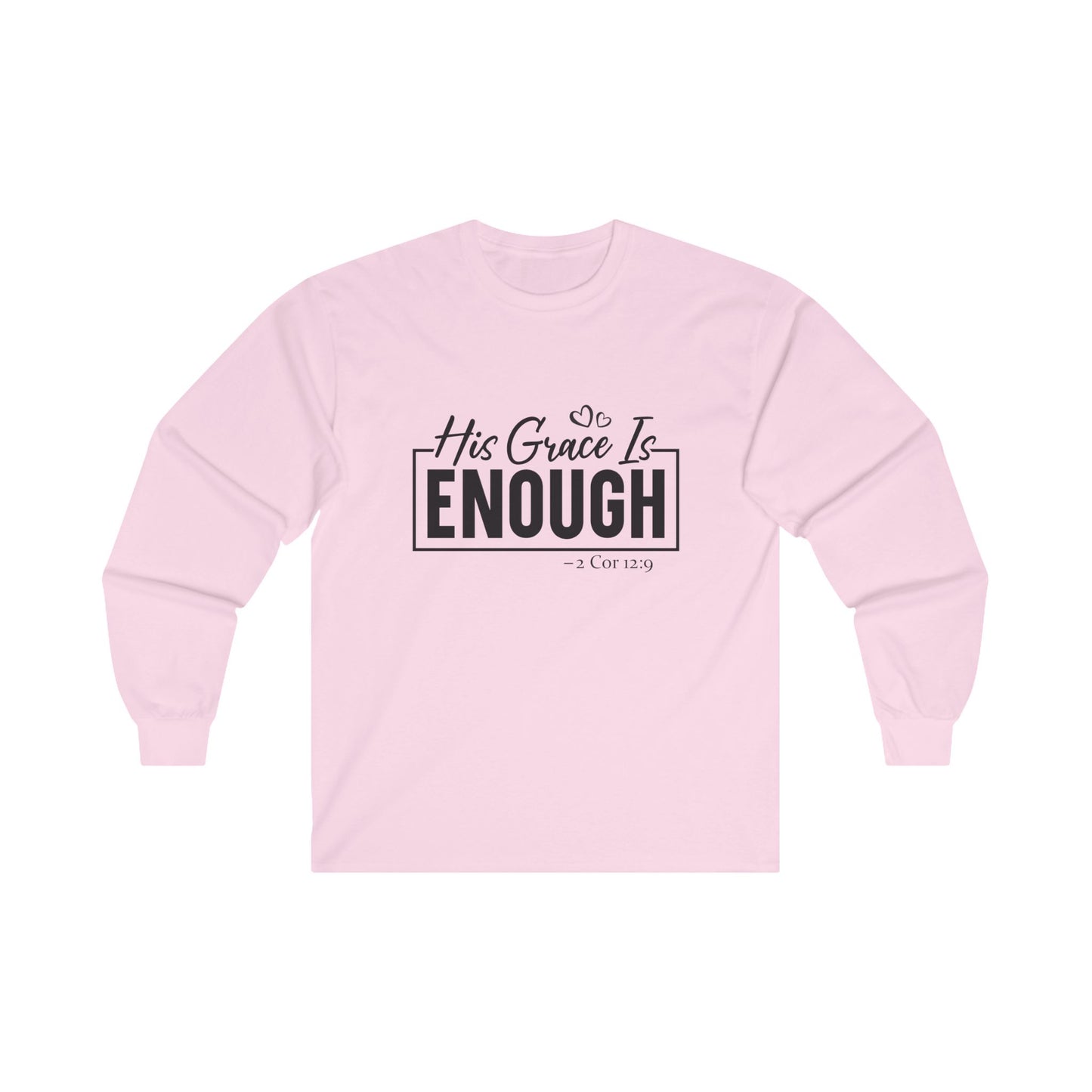 His Grace Is Enough Long Sleeve Tee Light Pink