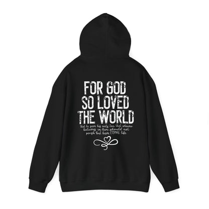 Christian Apparel | John 3:16 Hoodie Black Back | Jirehway.com