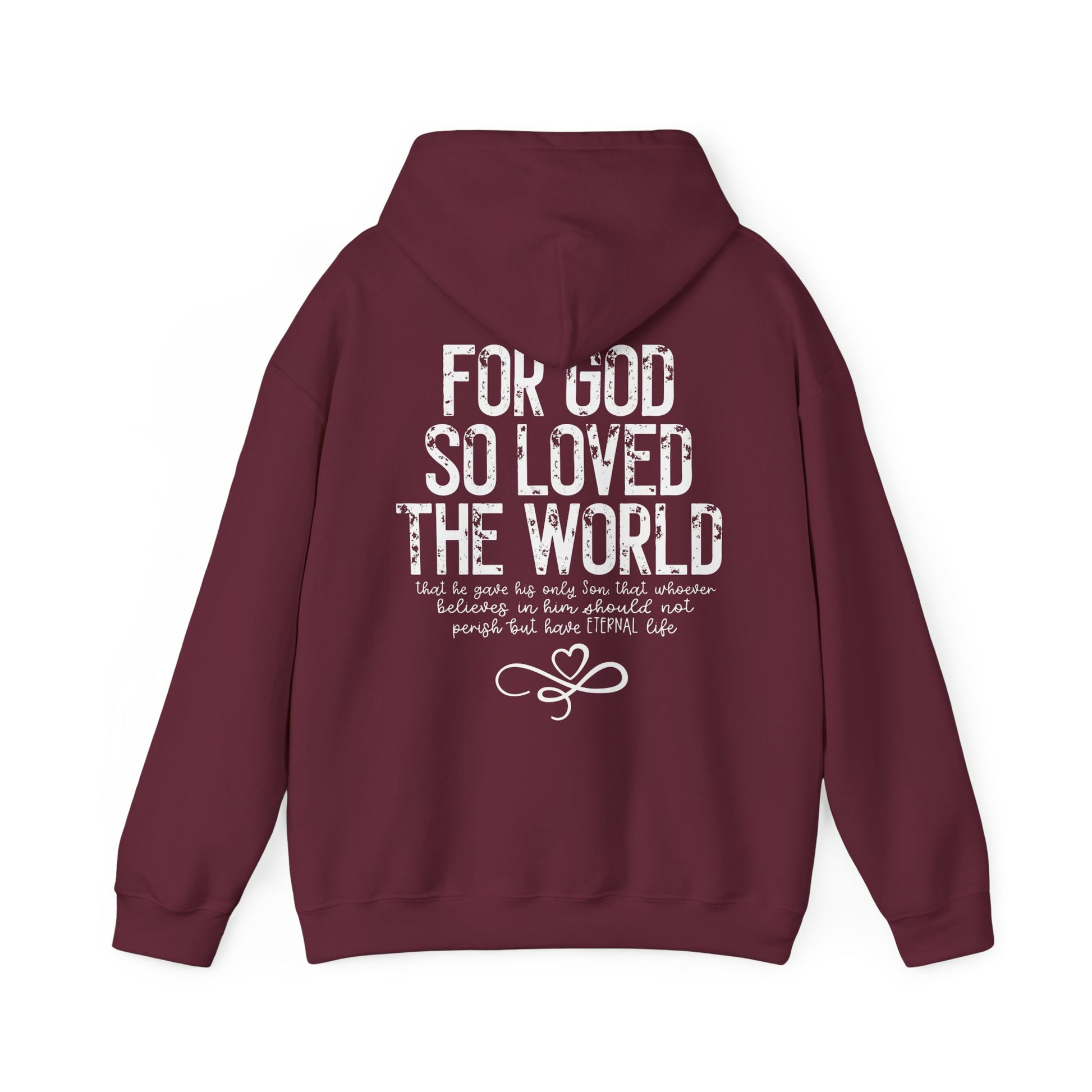 Christian Apparel | John 3:16 Hoodie Maroon Back | Jirehway.com
