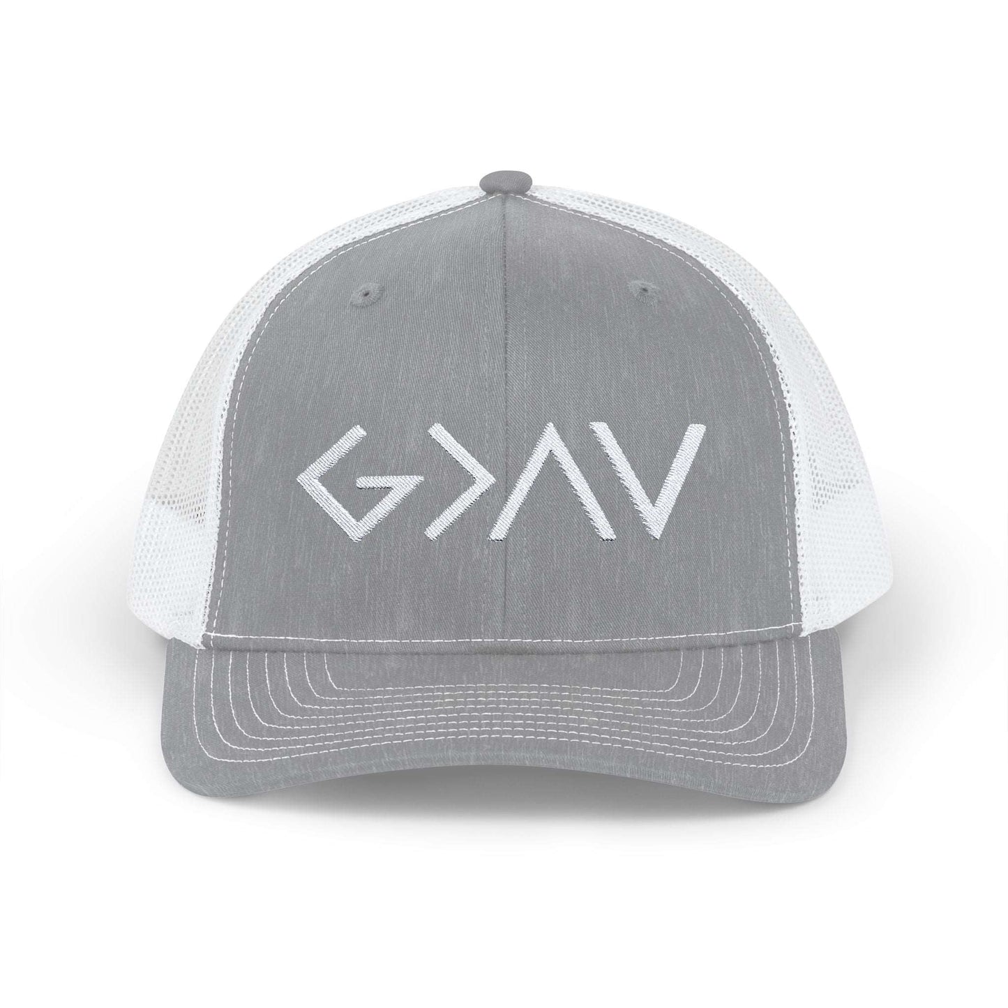 God is Greater Snapback Cap Heather Grey White One size