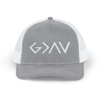 God is Greater Snapback Cap Heather Grey White One size